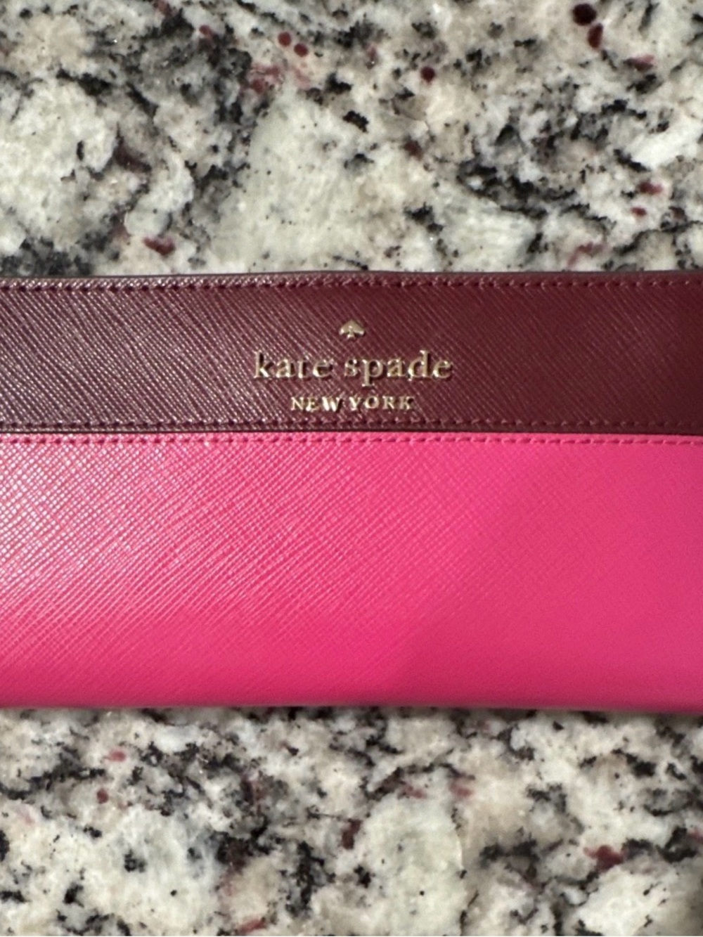 Kate Spade New York Colorblock Bifold Wallet Zip Burgundy Pink